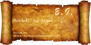 Borbély Irma névjegykártya