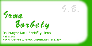 irma borbely business card