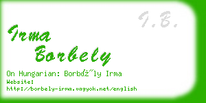 irma borbely business card